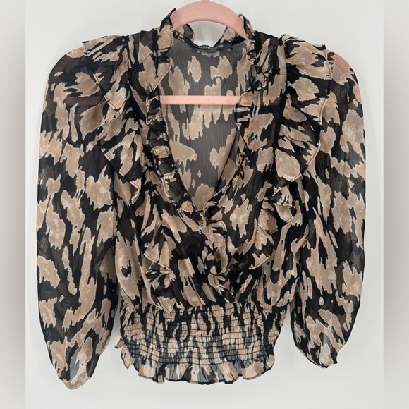 Grade and Gather Women's Sheer Leopard Print Blouse - Picture 1 of 11